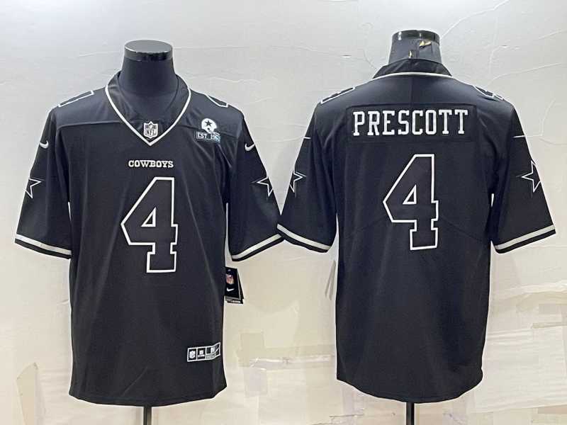 Men%27s Dallas Cowboys #4 Dak Prescott Black With 1960 Patch Limited Stitched Football Jersey
